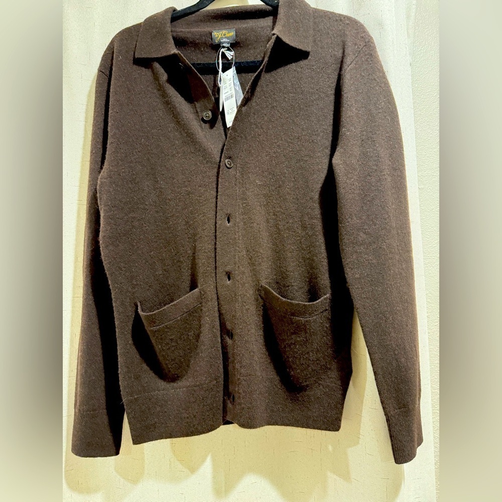 Unisex Cozy Brown Cardigan Sweater 100% cashmere. XS. NWT